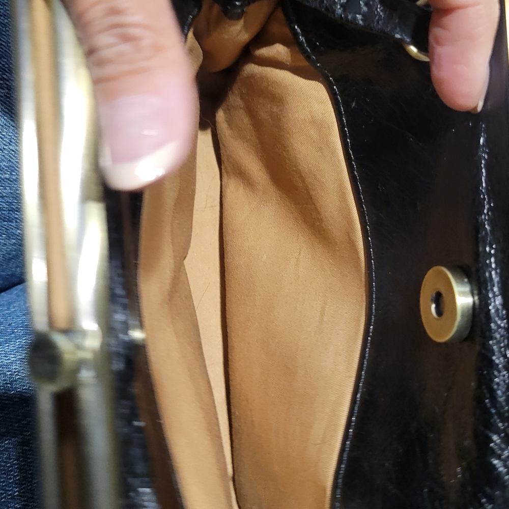 HOBO Black Leather Crossbody with Gold-Tone Frame - Picture 5 of 8